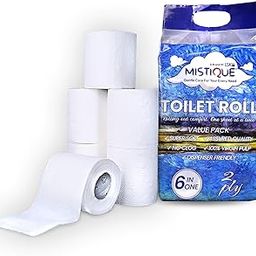 MISTIQUE 2 Ply 180 Pulls Toilet Paper Roll | 180 Pulls x 6 Rolls | Soft and Highly Absorbent | 100% Natural Virgin Pulp | Dispenser Friendly | Super Soft | Family Pack of 6 Rolls-20