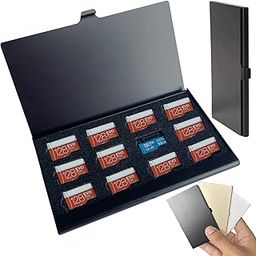 Aluminum Waterproof Memory Card Case - 12 Slot Micro SD/Micro SDHC/TF Card Holder, Rustproof Protector Cover Storage (Black)-4