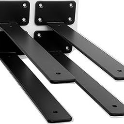 4 Pack - 16 inch Black Hidden Invisible L Shelves Brackets(1/5 Inch Thicked), Floating Hidden Shelf Brackets Heavy Duty Shelf Brackets Industrial L Shelf Bracket Iron Shelf Brackets-image-2
