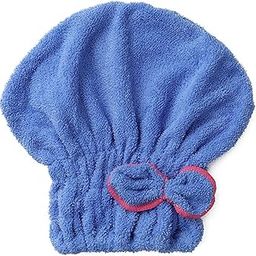 AUGEN Microfiber Fabric Bow Hair Towel/Hair Wrap, Cotton Hair Drying Cap, Hair Towel Lightweight Shower Cap Quick Dry Magic Cap Hair Towel Super Absorbent Towels Cap for Girls Women (Blue)-image-44