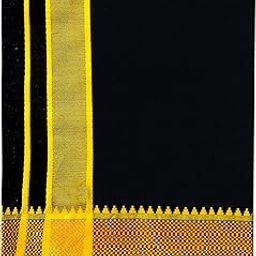 Men's Black Dhotis in Gold Zari Borders in Size 2 Mtrs Single Dhoti- Pack Of 1-image-39