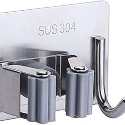 ANSHRIT CREATION Stainless Steel Mop and Broom Holder, Broom Holder Wall Mounted, Adhesive Storage Solutions for Broom Holders, Garage Storage Systems Broom Organizer (Pack of 2)-image-17