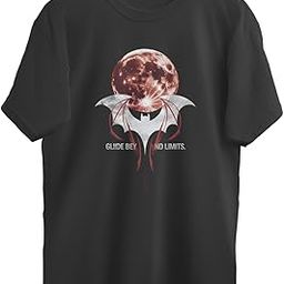 Halloween Bat Pattern Oversized T-Shirt, Cotton Blend, Short Sleeves, Black, Unisex-image-50