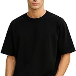 nobero Men's Solid Oversized Loose fit Heavy Cotton T-Shirt-picture-7