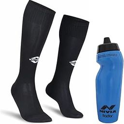 Nivia Radar Sippers Bottle for Sports Cycling, 625ml (Royal/Blue) Plain Encounter Stockings (Black/White) Medium-image-9