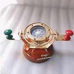 Handmade Nautical Brass Gimbal Compass, DIY Wooden Miniature Compass for Home, Office, School, Travel, (Gold, Brass)-image-11