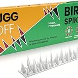 BUGG OFF - Bird & Rodent Spikes, Unique Spike Pattern effecitviely deteres Pesky Pigeons, Squirrels, Raccoons. Installs on Fences, Gates, Roofs, Walls and More! (15 Feet, White Plastic)-image-2