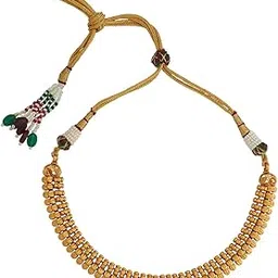 kushal's Fashion Jewellery Gold Polished Antique Short Necklace With Adjustable Threadbest for Festive Season, Necklace for women - 434552-picture-43