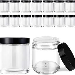 4 oz Glass Jars with Lids, Tecohouse 16 pack Clear Glass Jars with Black Lids & Inner Liners, Mini Travel Sample Containers for Slime, Makeup, Cream, Lotion, Cosmetic-4