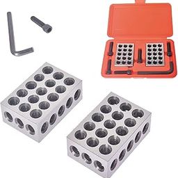 raseparter 1-2-3 Blocks Matched Pair Hardened Steel 23 Holes (1x2x3) 123 Set with Screws & HEX Key Precision Ground Machinist Set Up Blocks-10