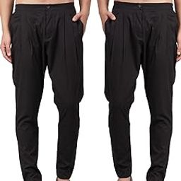 Men Black Solid Pure Cotton Men's Pyjama (Pack of 2)_SDCBPJ154L-26