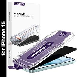 Czartech [Auto-Align Privacy Tempered Glass for iPhone 15 Edge to Edge Screen Guard Protector Full Coverage Glass with Quik Fix Application kit.-image-6