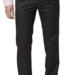 Slim Fit Poly Viscose Blend Structure Pattern Flat Front Formal Trouser-image-0