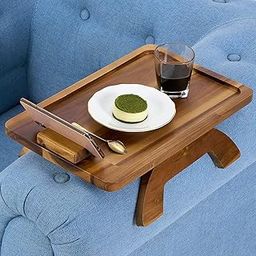 Trendy Trays Stable Sofa Tray | Stylish | Solid | Flexible Sofa Arm Rest Tray | Premium Acacia Wood Material | Foldable | Eco Friendly| Anti Slip | Comfortable with 360 Degree Mobile Holder-24