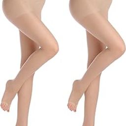 Women's Sheer Pantyhose, Black Control Top Tights with Reinforced Toe, Pack of 3-image-85