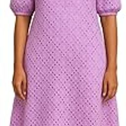 Diamond Neckline Little Puff in Elbow Sleeves with Elasticised Hem. Knitted Lilac Crush Feeding Dress - Orchid Veil-image-13