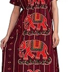 Rajasthani Printed Plus Size Cotton Nighty for Women | Full Gheer Gown | Soft & Breathable Sleepwear | Stylish Printed Jumbo Nightwear (3XL-5XL)-image-2