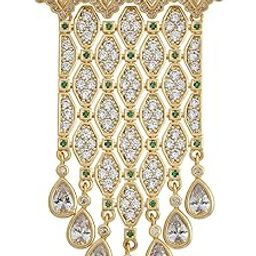 Fashion Jewellery Green Gold Polished Copper Trendy Zircon Saree Brooch, Best for Bridal Wear & Special Occasion - 449562-image-61