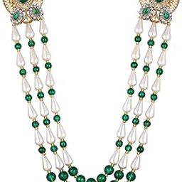 3 Layers Green and White Artificial Beads Base Groom/Dulha Mala Moti Haar Necklace for Men (ML1108110GGre)-image-33