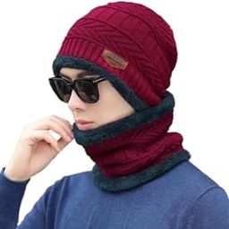 Winter Beanie Cap and Neck Warmer Set for Men Thermal Knitted Hat with Fleece Lining Perfect for Winter Outdoor Adventures-picture-34
