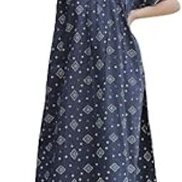 Women's Pure Cotton Block Print Regular Rajasthani Jaipuri Maxi Nighty Gown-image-100