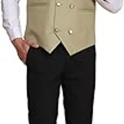 Men's Viscose Double Breasted 6 Buttons Waistcoat With Trouser for Occasion, Weddings, Party | Formal Business Dress Waistcoat-image-6