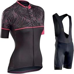 THE WHITE SHOP Women Cycling Jersey Set Short Sleeve Padded Bicycle Shorts Quick-dry Reflective (Size : L)-image-2