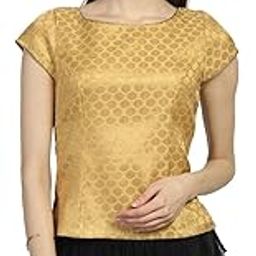 Women's Brocade Self-Design Cap Sleeve Top for Wedding Festive-image-49