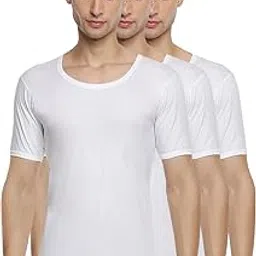ramraj cotton Pack of 3 Men's White Round Neck Half Sleeve Cotton Undershirt Vest (White;85)-picture-40