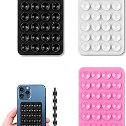 3 Pcs Silicone Suction Phone Case (Reusable),Suction Phone Case,Content Creator Essentials,Hands-Free Mobile Accessory Holder Grip,for Mobile Phones, (Black, White, Pink)-16