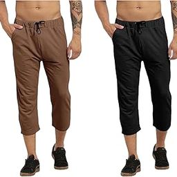 Men's Pure Cotton Capri Soft Summer Nikkar Half Pants Fit 3/4th Capri for Boys with Long Pockets Night Dress Pyjama Multicolor Combo pack of 2 Size S to 3XL-picture-2