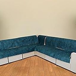 GOLDENIZ l Shape Sofa Cover 7 Seater | Velvet Quilted Anti-Slip Sofa Cover Protector Covers | Sofa Cover for Living Room | Sofa Slipcovers | 4+3 (L-Shape) Quilted Luxe (Ocean Teal)-image-53