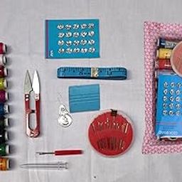 Tailoring Sewing Kit No.1 with 60 Total Pcs in Zipper Pouch with 10 Selected Colour Reels Opener Threader Thimble Measuring Tape 24 Needle Cutter 20 Press Button for Home & Travel Use-19