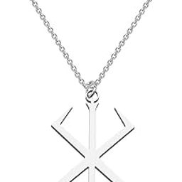Berserker Rune Stainless Steel Pendant Necklace Base Metal Box Chain, Unisex-image-4