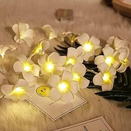 SATYAM KRAFT 1 Pcs Battery Operated Plumeria Flower String Lights 10 Artificial Hawaii Foam Flower Fairy String Rice Led Light for Mandir Pooja Room,Valentine,Wedding, Birthday(Acrylic,1.5 Meter)-16