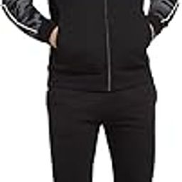 Mens Winter Tracksuit Warm Cotton Fleece Black Colour Printed Zipper Set (D)-image-46