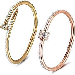 bracelet for women Stylish Bangles for women Adjustable Anti Tarnish Bracelet for girls rose gold Kada for Women Accessories Anti Tarnish Jewellery Stainless Steel Cuff Bracelet gifts Combo-image-71