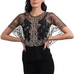 Women's Net Hand Bead Embroidery Designer Short Cape Shurgs C-16 (Free Size, Print Multi)-picture-30