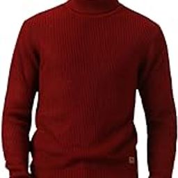 Men Regular Fit Acrylic Solid Full Sleeves Turtle Neck Pullover Sweater-image-57