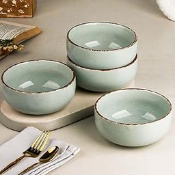 The Earth Store Glossy Mint Marble 580ml Each Ceramic Bowls Set of 4 for Serving Snacks, Pasta, Noodle, Maggi, Cereal Microwave Safe Bowl Set | Perfect for Gifting, Daily Use-image-5