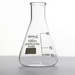 RAWAL'S 100 ML Borosilicate Glass Narrow Mouth Conical Flask –Lab-Grade Erlenmeyer Flask for Precise Scientific, Laboratory, and Chemical Use-14