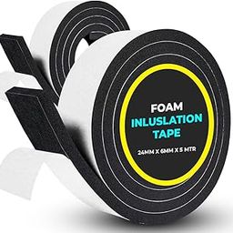 lokza Single Sided Foam Tape Insulation Tape Self Adhesive,Weather Stripping for Doors and Windows,Sound Proof Soundproofing Weatherstrip,Cooling,Air Conditioning Seal Strip (24MM(W)*6MM(T)*5MTR(L))-19