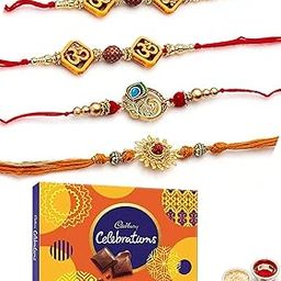 Set of 4 Rakhi Rakhi For Brother With Chocolate Combo, Gift for Brother, Rakhi Gift Hamper Rakhi Gift with Cadbury, Rakhi for brother with chocolate Gifts Combo SetGreeting Card, Set of 4 Rakhi-image-62
