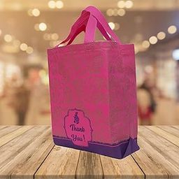 Ero Cotton Bags Polypropylene Return Gift Bag (Thank You Gift Bags) / Birthday Party Return Gift Bag/Wedding Gift Bag (Thamboolam Bags)-Medium Size (10X12X3.5 Inch) (Pack Of 25, Pink)-image-3