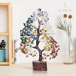 SVARAH 10-12 Inch Seven Chakra Crystal Tree with 300+ Beads | Handmade Feng Shui Money Tree for Positive Energy, Good Luck, Spiritual Chakra Activation, Gemstone Healing | Best Gift Home Décor-image-86
