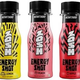 ZOSH Energy Combo Pack - Lemon, Apple & Peach | No Added Sugar | With Caffeine, Taurine and B Vitamins | No Fizz | No Color | Energy Drink | 75 ml | Pack of 9-19