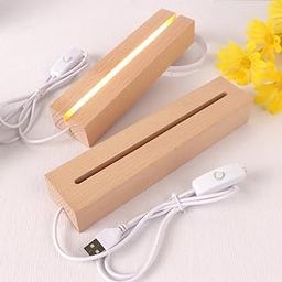 SNOOGG LED Display Night Lights Wood Lighted Base L Stand for DIY Glass Jewelry 300mm Name Letters Resin Art Display (10 in)-21