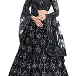 Stylish Black Embroidery Lehenga Choli for Girl's and Women's Semi-Stitched Lehenga || Festival Lehenga || Ethnic Black Leh Style - 413 for Womens-image-42