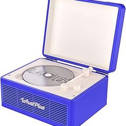 WhatPlus Portable CD Player with Bluetooth 5.2, Rechargeable Battery & Built-in Speakers – Hi-Fi Retro Suitcase Design for Home Decor, AUX/TF Card Support – Ideal Gift (Dark Blue)-image-4