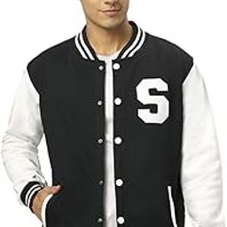 Men's Letter Bomber Varsity | Full Sleeve Fleece with long sleeves Button Jacket For Winter-picture-1